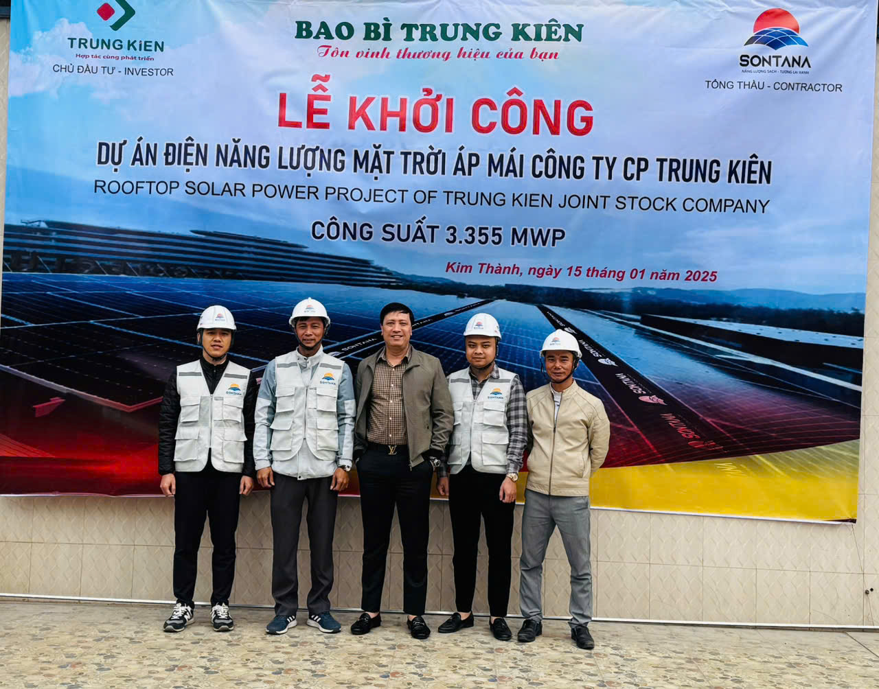 Lắp đặt điện mặt trời 3,35 MW cho nhà máy bao bì Trung Kiên
